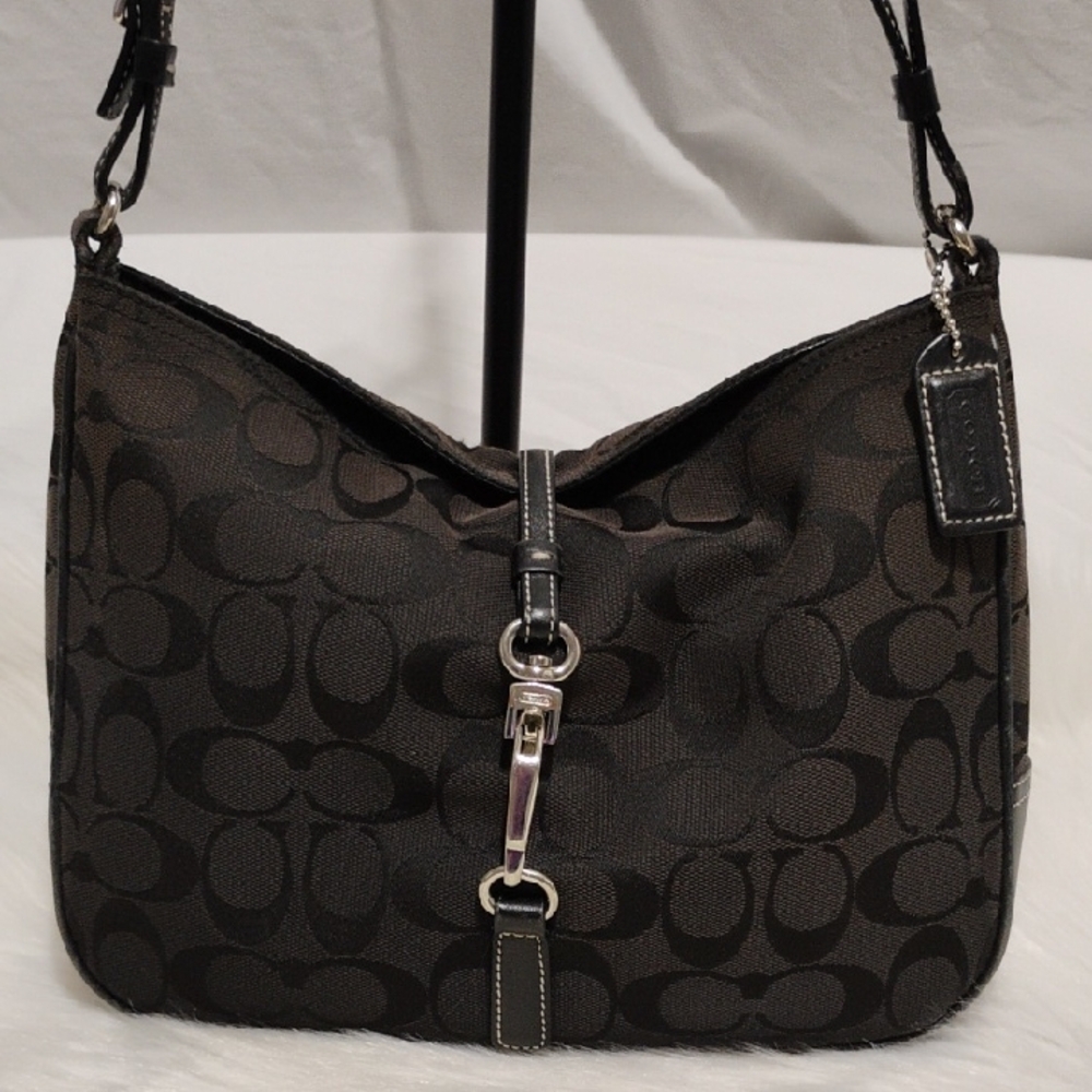 Coach Y2K Monogram C Clip Black Shoulder Bag W Hangtag - Picture 2 of 15